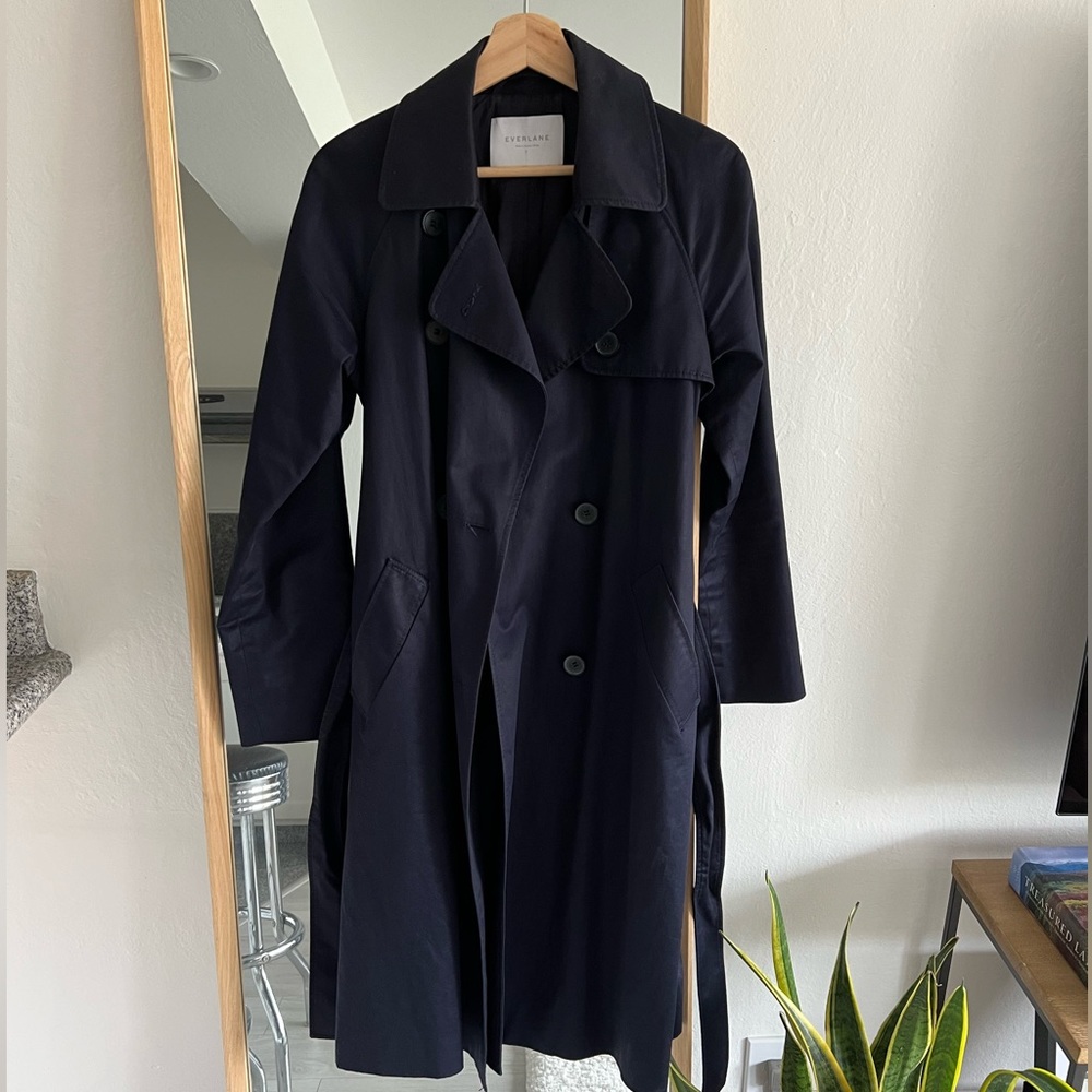Everlane | Trench Coat | Size 8 | Navy - Picture 2 of 9
